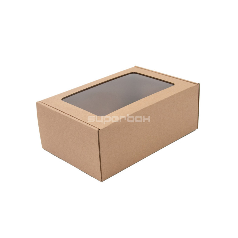 Brown A5 Size Gift Box with Clear Window Brown A5 Size Gift Box with Clear Window