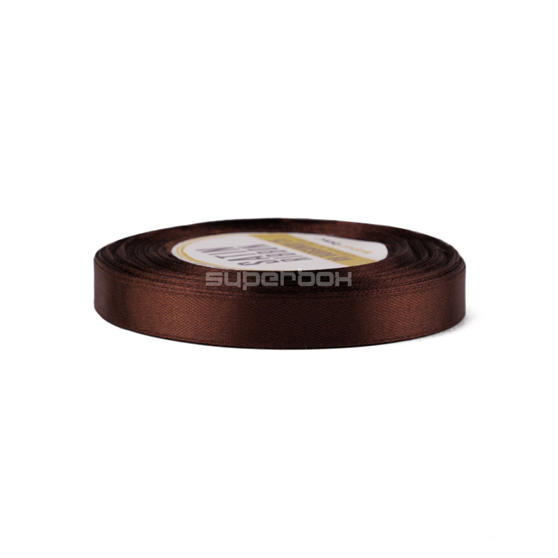 Syvän tumman suklaanvärinen satiininauha, 12 mm leveä