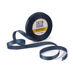 Glossy navy blue satin ribbon – 12 mm wide, 32 m length, unrolled