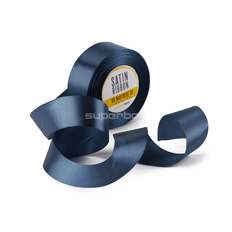 Hienostunut laivastonsininen satiininauha, 38 mm leveä