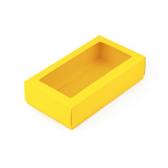 Keltainen lahjarasia ikkunalla | 200x110x50 mm | Superbox