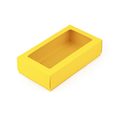 Keltainen lahjarasia ikkunalla | 200x110x50 mm | Superbox