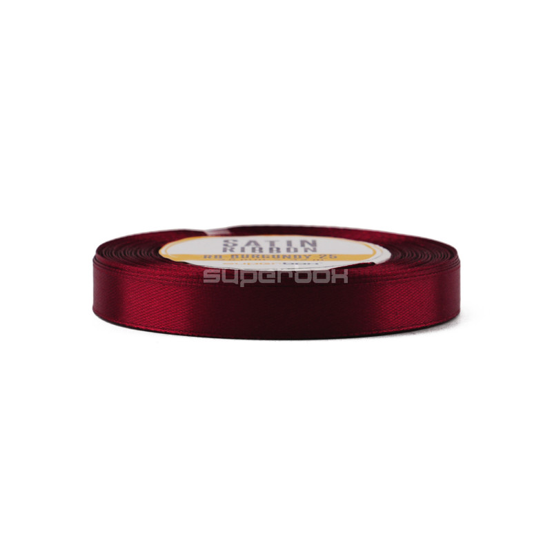 Kapea burgundinpunainen satiininauha, 12 mm leveä