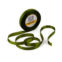 Ohut oliivinvihreä satiininauha, 12 mm leveä