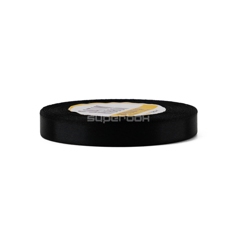 Kapea musta satiininauha, 12 mm leveä