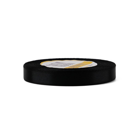 Musta satiininauha - kiiltävä, 12 mm leveä, 32 metrin rulla