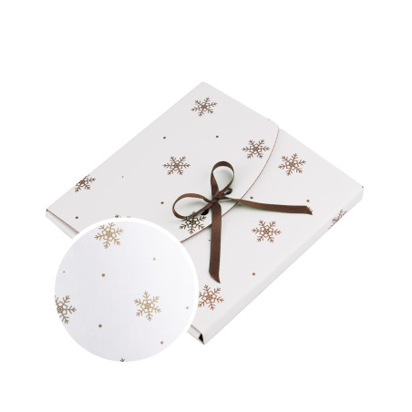 White Small Envelope with Gold Snowflakes | 155x155x10 mm | Superbox