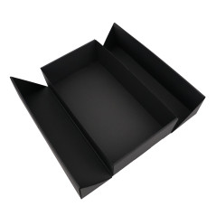 Black Double Door Gift Box with Integrated Satin Ribbon