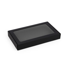 Black Low Height Gift Box with PVC Window | 300x180x40 mm | Superbox