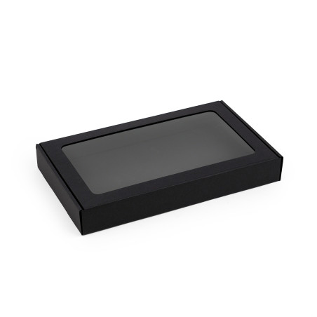 Black Low Height Gift Box with PVC Window | 300x180x40 mm | Superbox