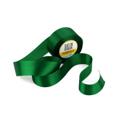 Glossy dark green satin ribbon – 38 mm wide, 32 m length, unrolled