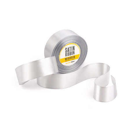 Tyylikäs hopeanvärinen satiininauha, 38 mm leveä