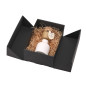 A5 format black double door box with gold ribbon, 220x150x85 mm