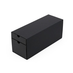 Black oblong gift box for bottle with two drawers, 320x108x90 mm