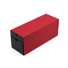 Red oblong gift box for bottle with two drawers, 320x108x90 mm