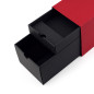 Red oblong gift box for bottle with two drawers, 320x108x90 mm