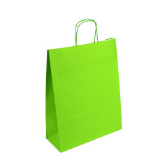 Suuri vihreä paperikassi kierretyillä paperikahvoilla, 320 x 120 x 400 mm