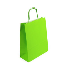 Vihreä paperikassi kierretyillä paperikahvoilla, 250x110x320 mm