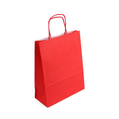 Punainen paperikassi kierretyillä paperikahvoilla, 250 x 110 x 320 mm