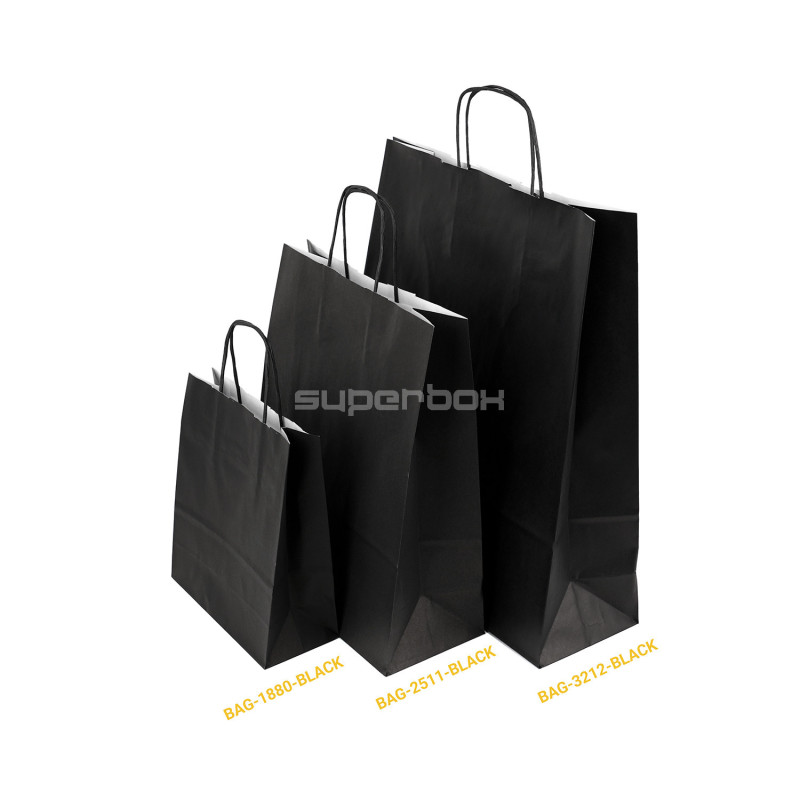 Paper Bag Black with Twisted Paper Handles, Medium