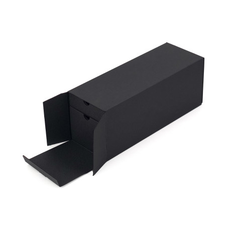 Closed Oblong Black Gift Box for Bottle with Two Drawers