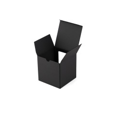 Black Cube Gift Box with Clear Window for Packing Candle