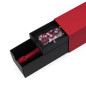 Red oblong gift box for bottle with two drawers - packaging example, 320x108x90 mm
