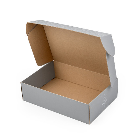 Harmaa A4-laatikko joulukuusikuvioilla