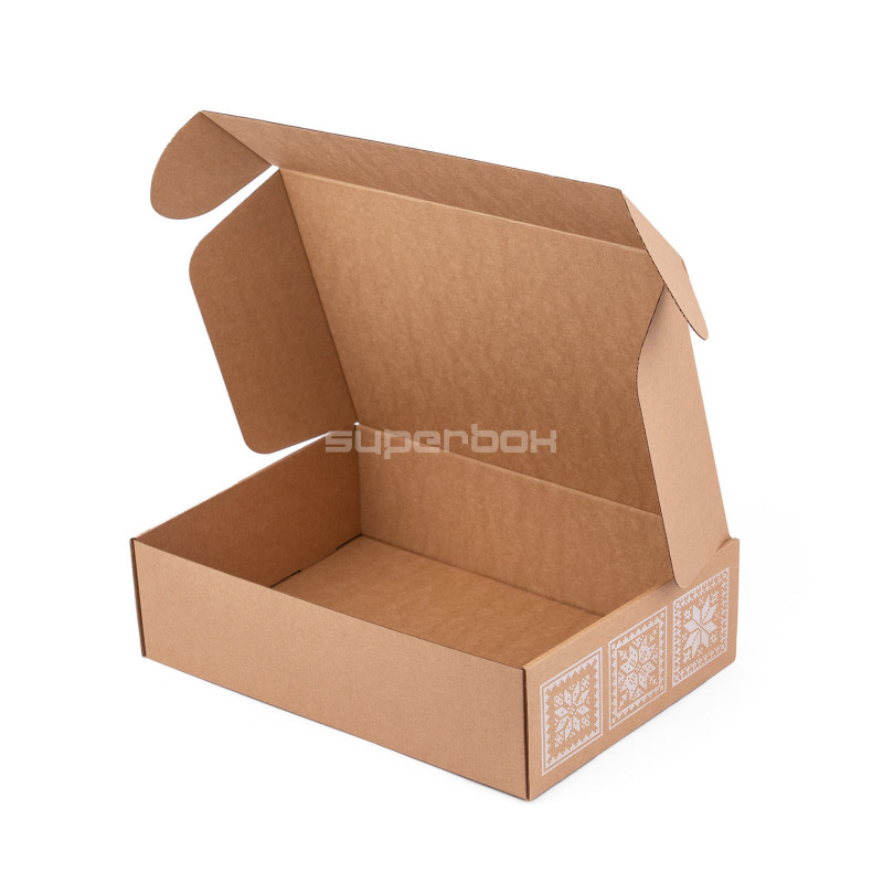 Ruskea A4-laatikko etnisillä kuvioilla