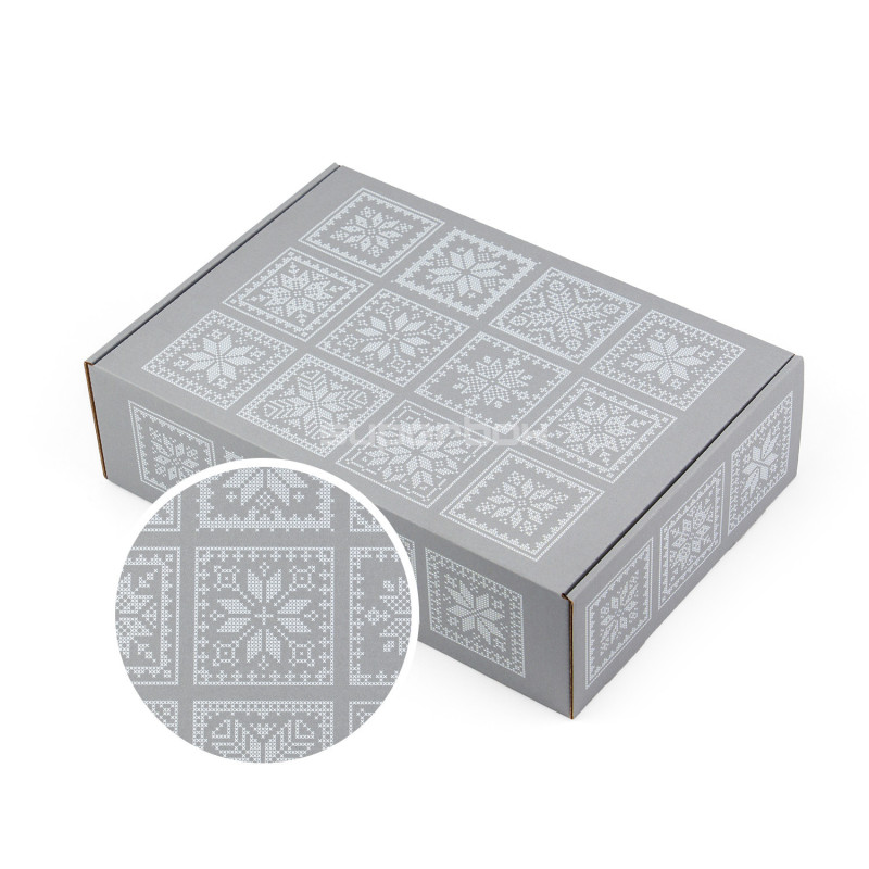 Grey A4 box with ethnic motifs, 305x215x85 mm