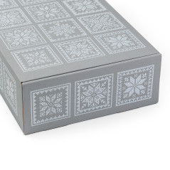 Grey A4 box with ethnic motifs, 305x215x85 mm