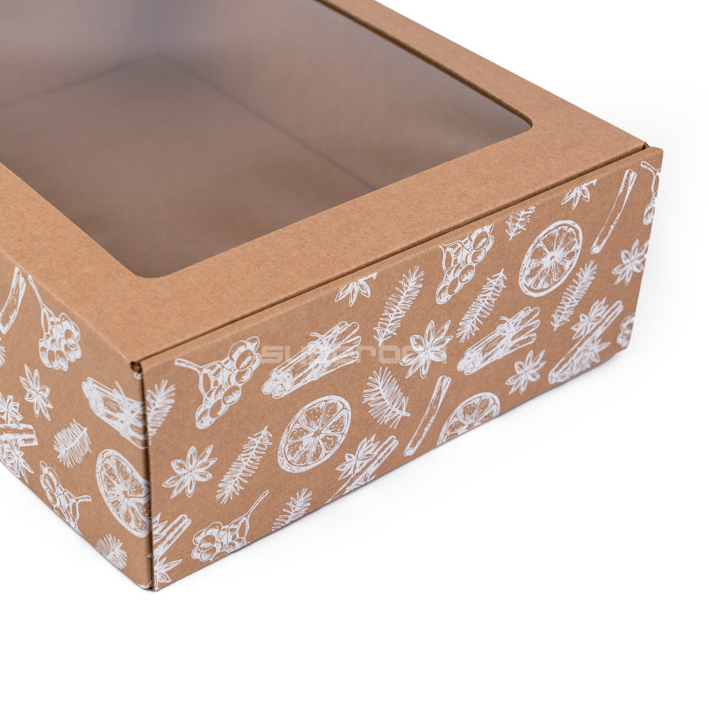 Brown A4 Box with Christmas Motifs and Window