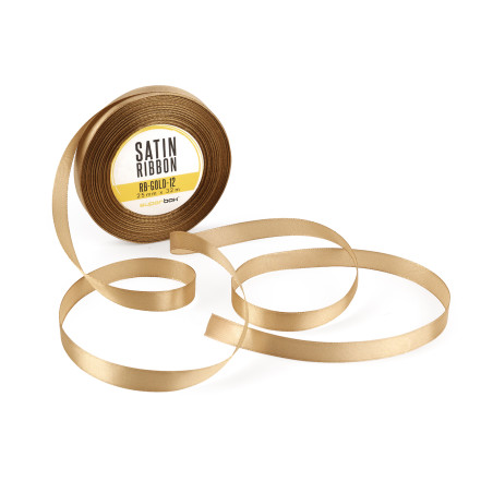 Ohut kultainen satiininauha, leveys 12 mm
