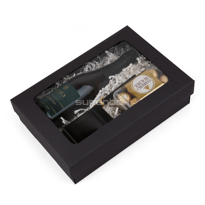 Multipurpose Black Base-Lid Gift Box with Clear Window