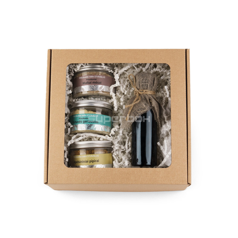 Brown Large Square Gift Box with Clear Window Brown Large Square Gift Box with Clear Window