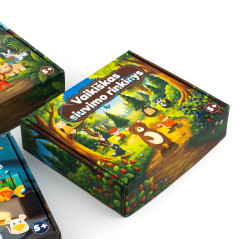 Metsäeläin-ompelusetin pakkaus kirkkailla kuvituksilla