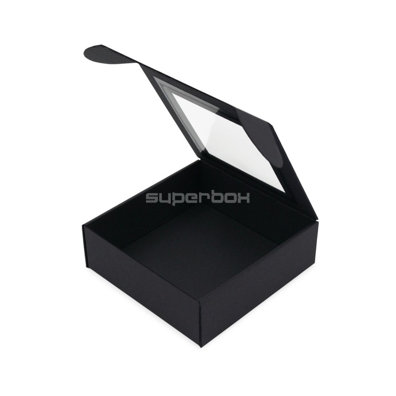 Black Square Gift Box with Clear Window for Tea