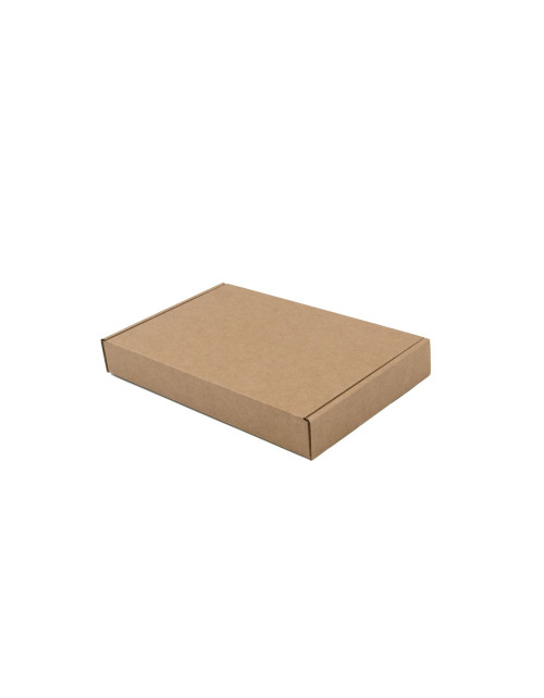 Pieni nopeasti sulkeutuva ruskea laatikko muistikirjojen pakkaamiseen, korkeus 3 cm