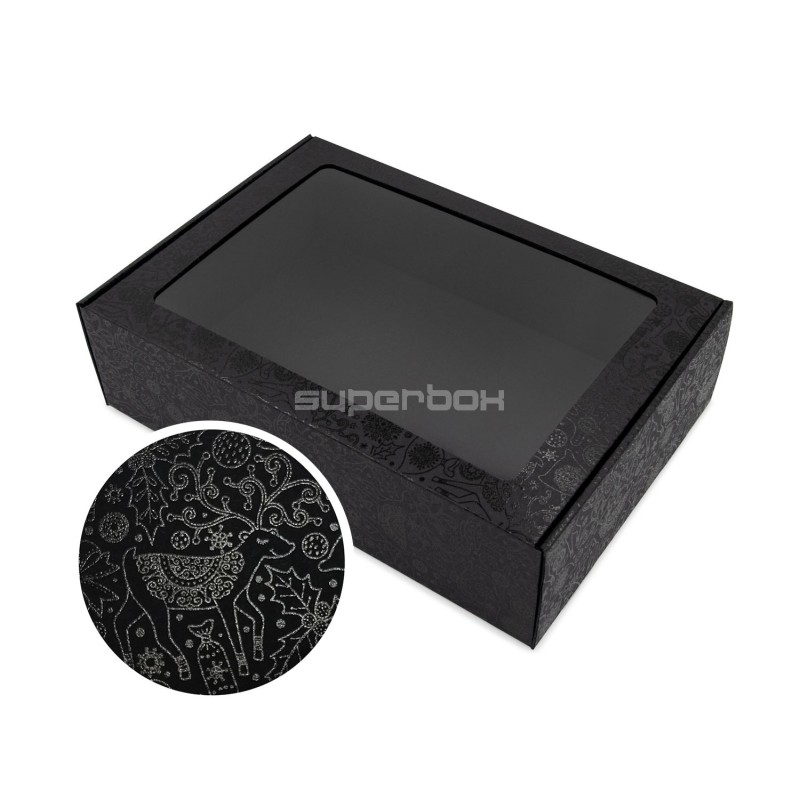 Black Christmas Box with Glossy Deer