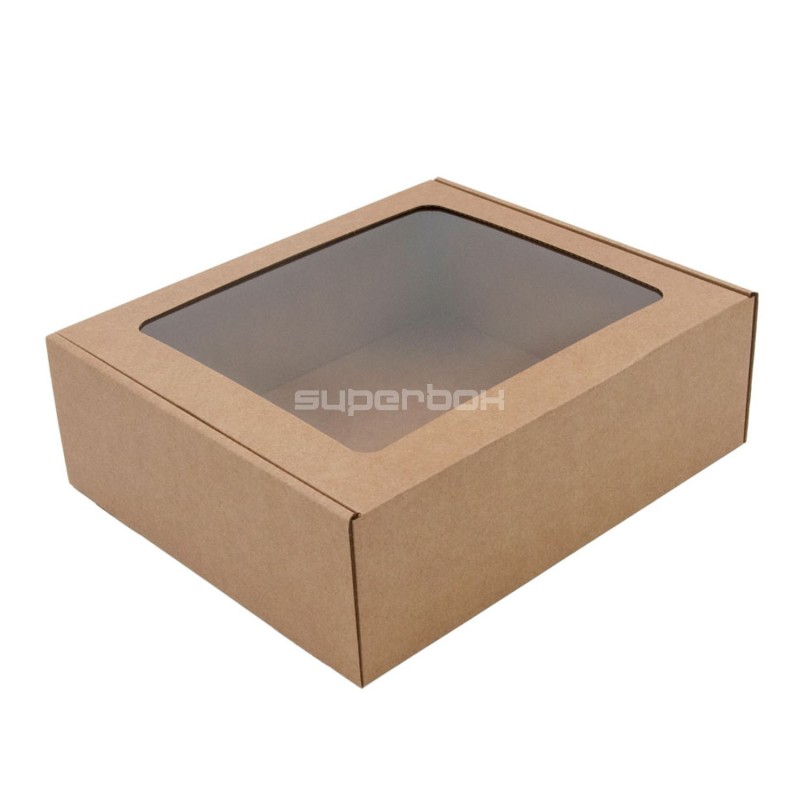 Standard Size Brown Gift Box with  PVC Window