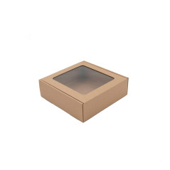 Brown Box with a PVC Window, 6 cm of Height for Jars