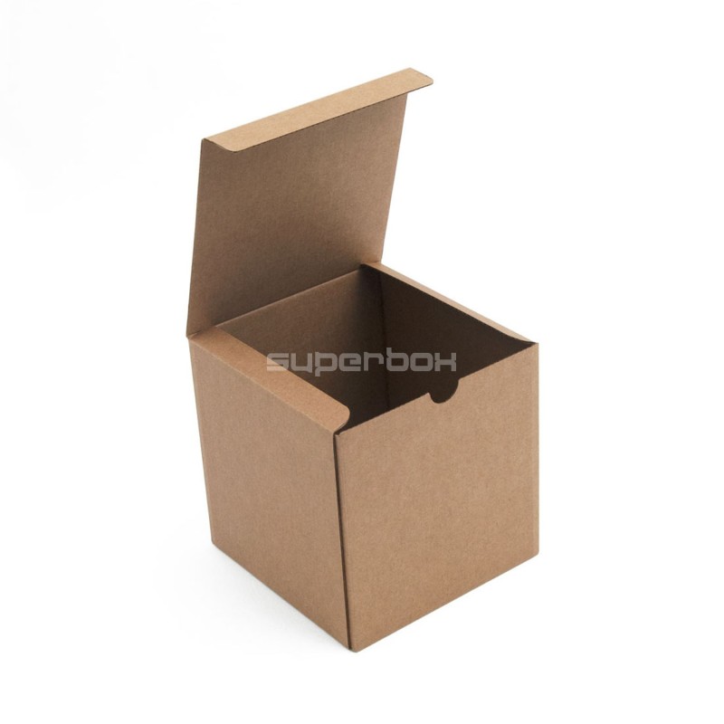 Brown Cube Box of Corrugated Cardboard