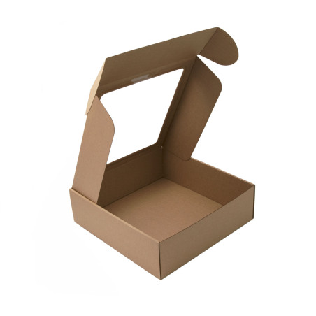 Brown Square Box with Window, Height of 9 cm