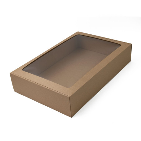 Large Brown Square Box with Clear Window