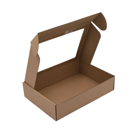 Brown Easy to Assemble Box with PVC Window, Height of 7 cm