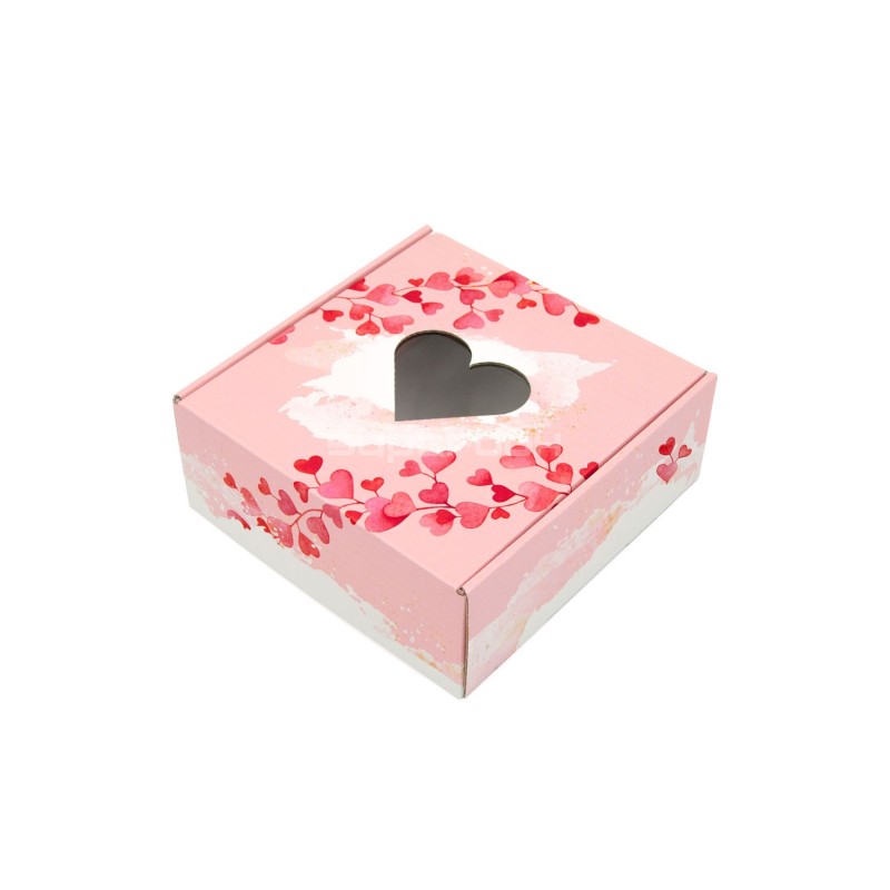 Pink St. Valentine's Day Box with Clear Heart Window