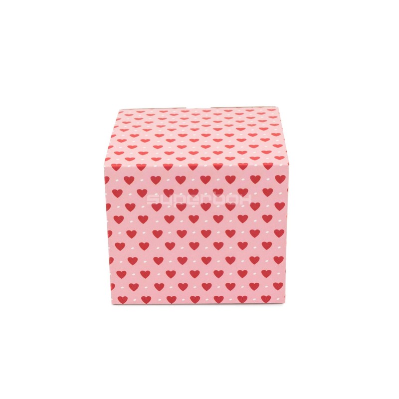 Pink Square Box Cube with Hearts