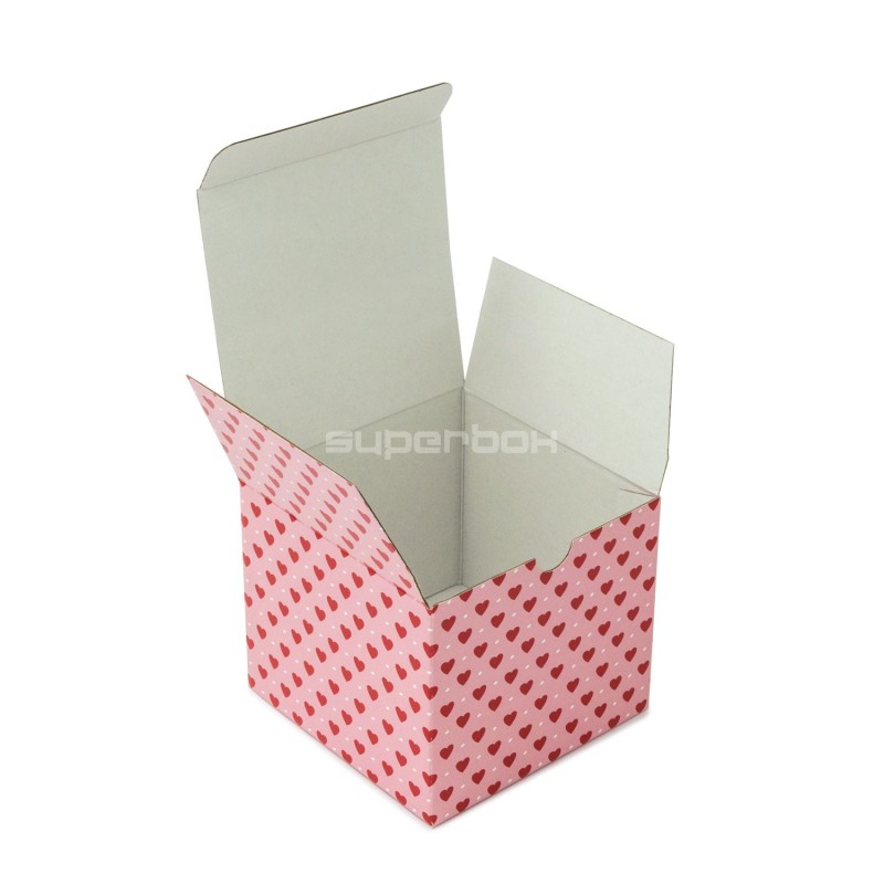 Pink Square Box Cube with Hearts