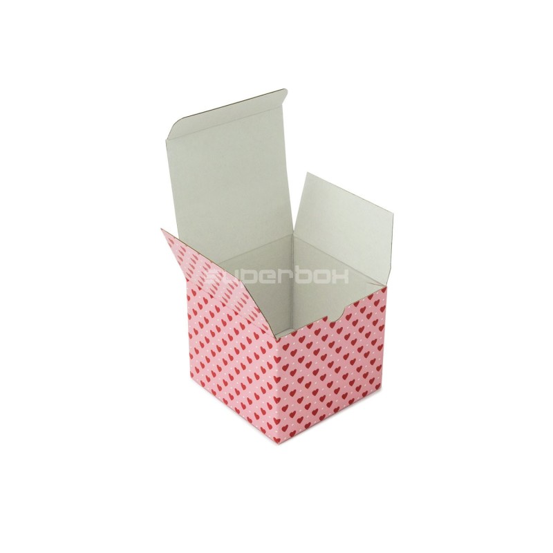 Pink Square Box Cube with Hearts