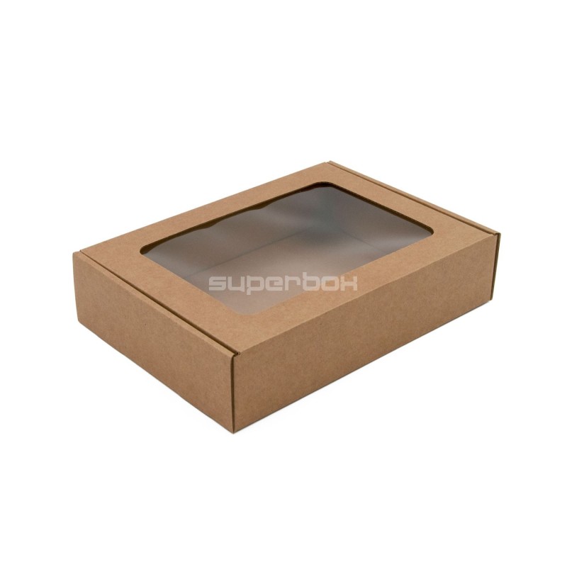 Brown Rectangular Gift Box of 5 cm Height with PVC Window